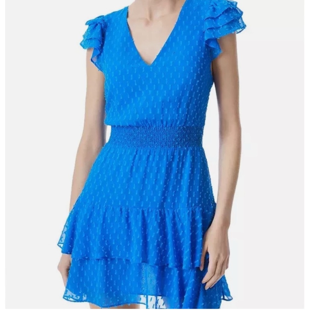 Alice + Olivia Markita Tiered Ruffled Mini Dress, Royal Blue